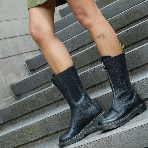 DR. MARTENS 1B99 FRONT ZIP MID CALF LEATHER BOOTS MSRP$270 Comfy & Stylish - Picture 9 of 16